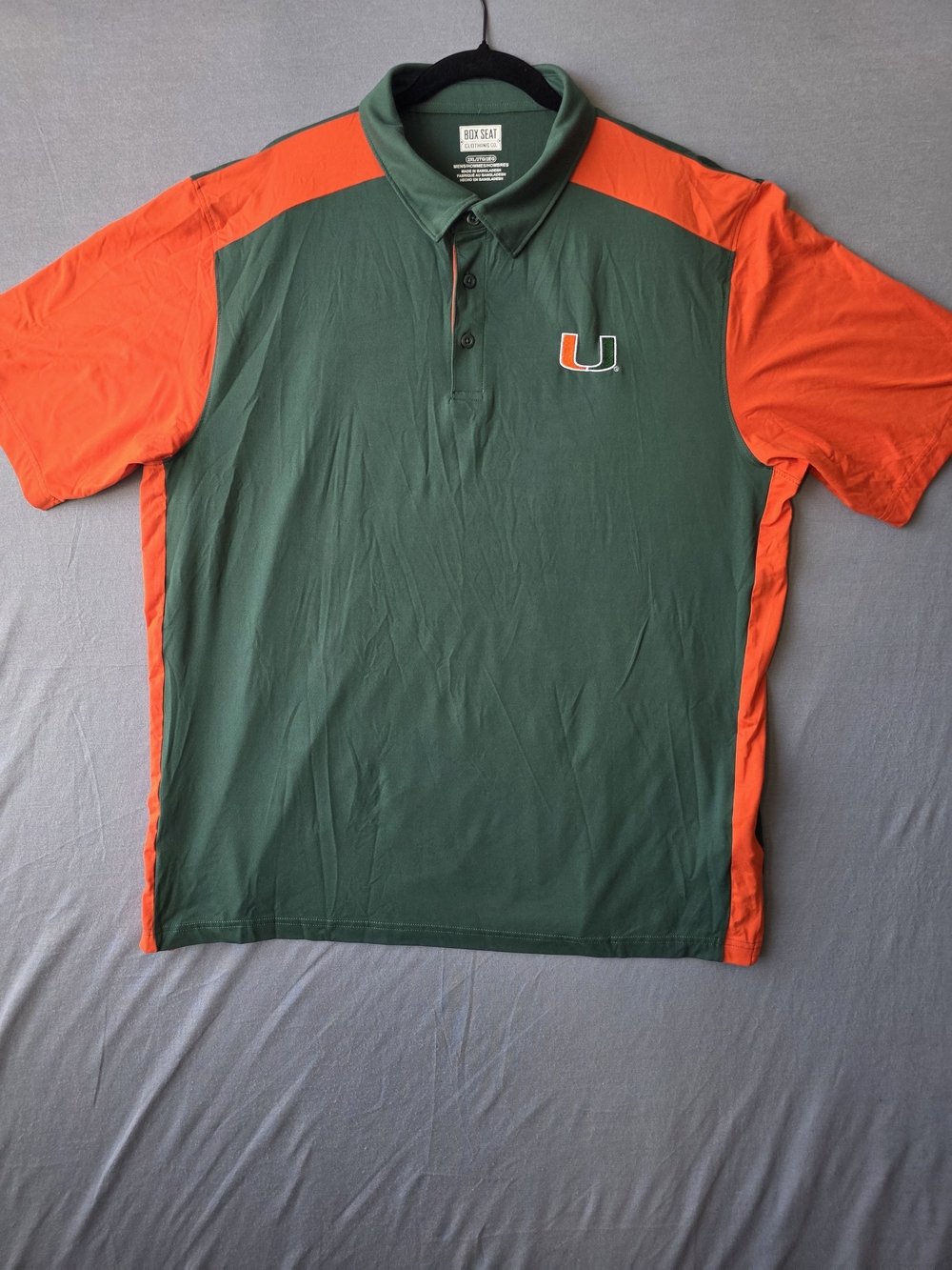 Miami Hurricanes Box Seat Polo Shirt Men’s 2XL Green Orange NCAA UM Canes
